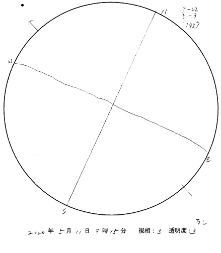 今日の黒点スケッチ(2020-05-11)