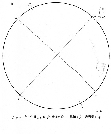 今日の黒点スケッチ(2020-05-20)