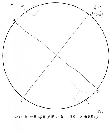 今日の黒点スケッチ(2020-05-29)