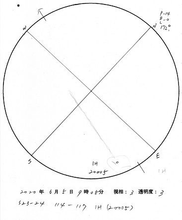 今日の黒点スケッチ(2020-06-05)