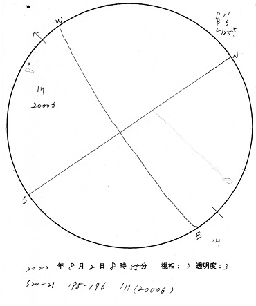 今日の黒点スケッチ(2020-08-02)