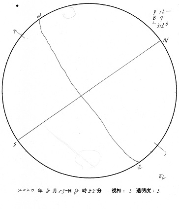 今日の黒点スケッチ(2020-08-15)