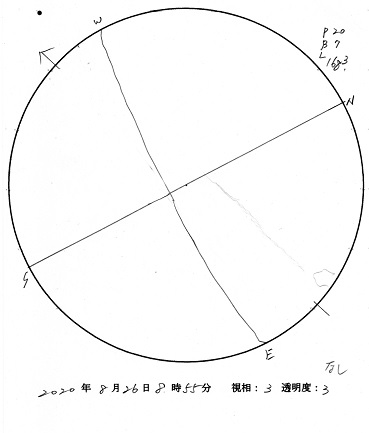 今日の黒点スケッチ(2020-08-26)