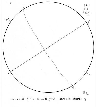 今日の黒点スケッチ(2020-09-10)